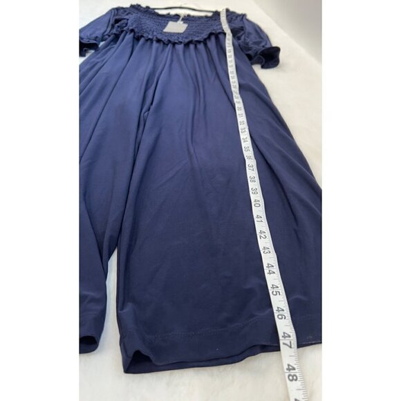 NWT Chelsea28 Size L Long Sleeve Off The Shoulder Smocked Jumpsuit in Blue - Picture 6 of 12